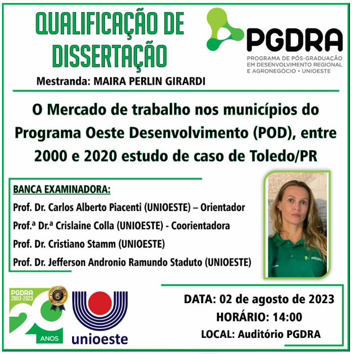 Banner Qualificacao de Mestrado de Maira Girardi Perlin