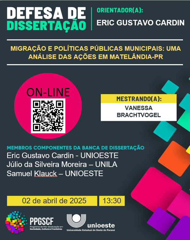 Banca de Defesa de Dissertação VANESSA BRACHTVOGEL