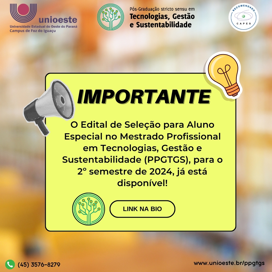 Edital Alunos Especiais PPGTGS