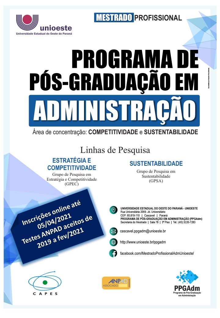 cartaz inscricoes PPGAdm 2021