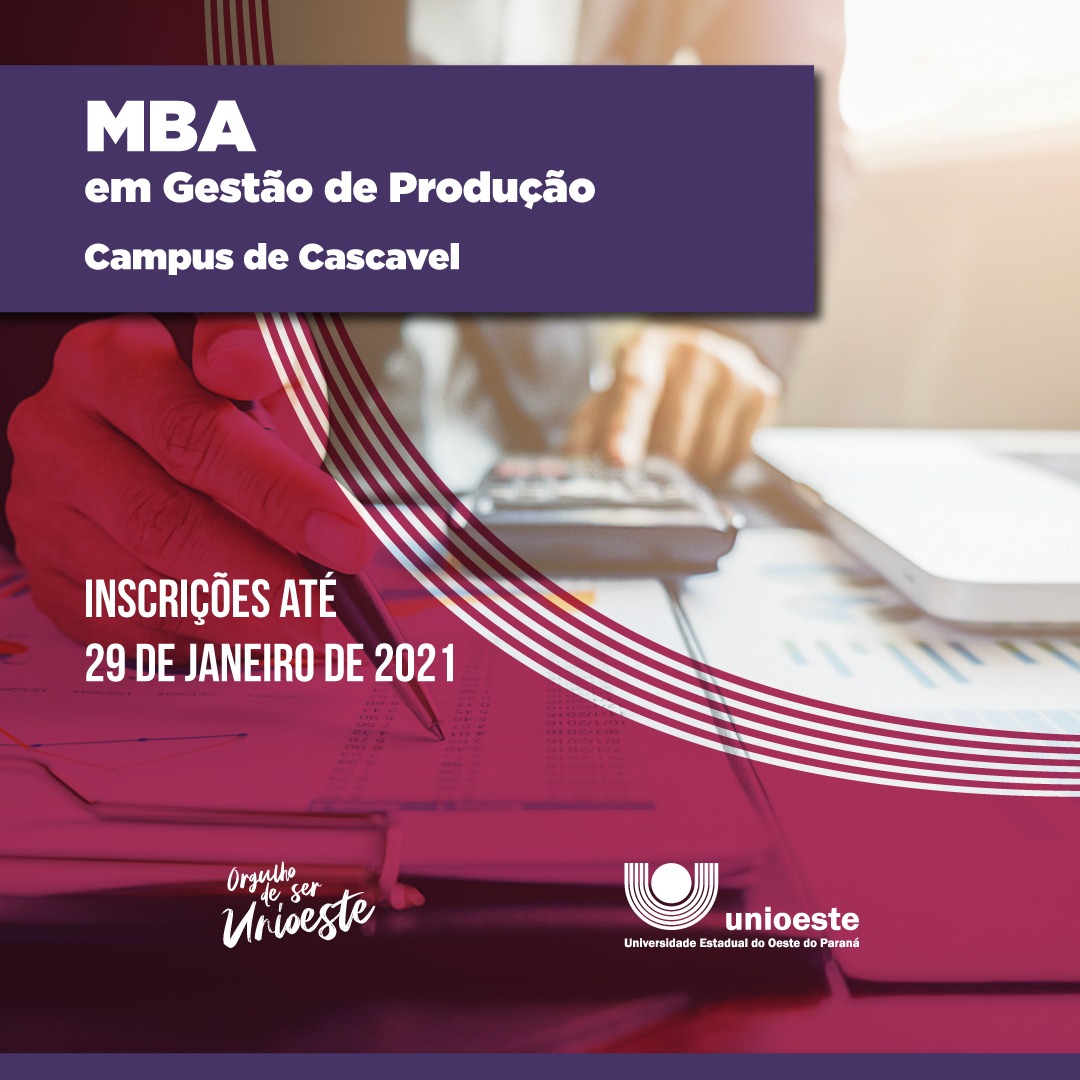 Unioeste recebe inscrições para MBA em Gestão da Produção