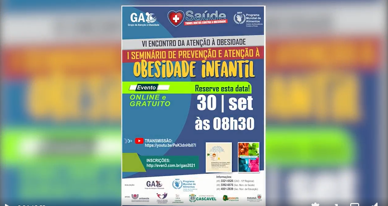 Convite para o 1º Seminário de Prevenção e Atenção à Obesidade