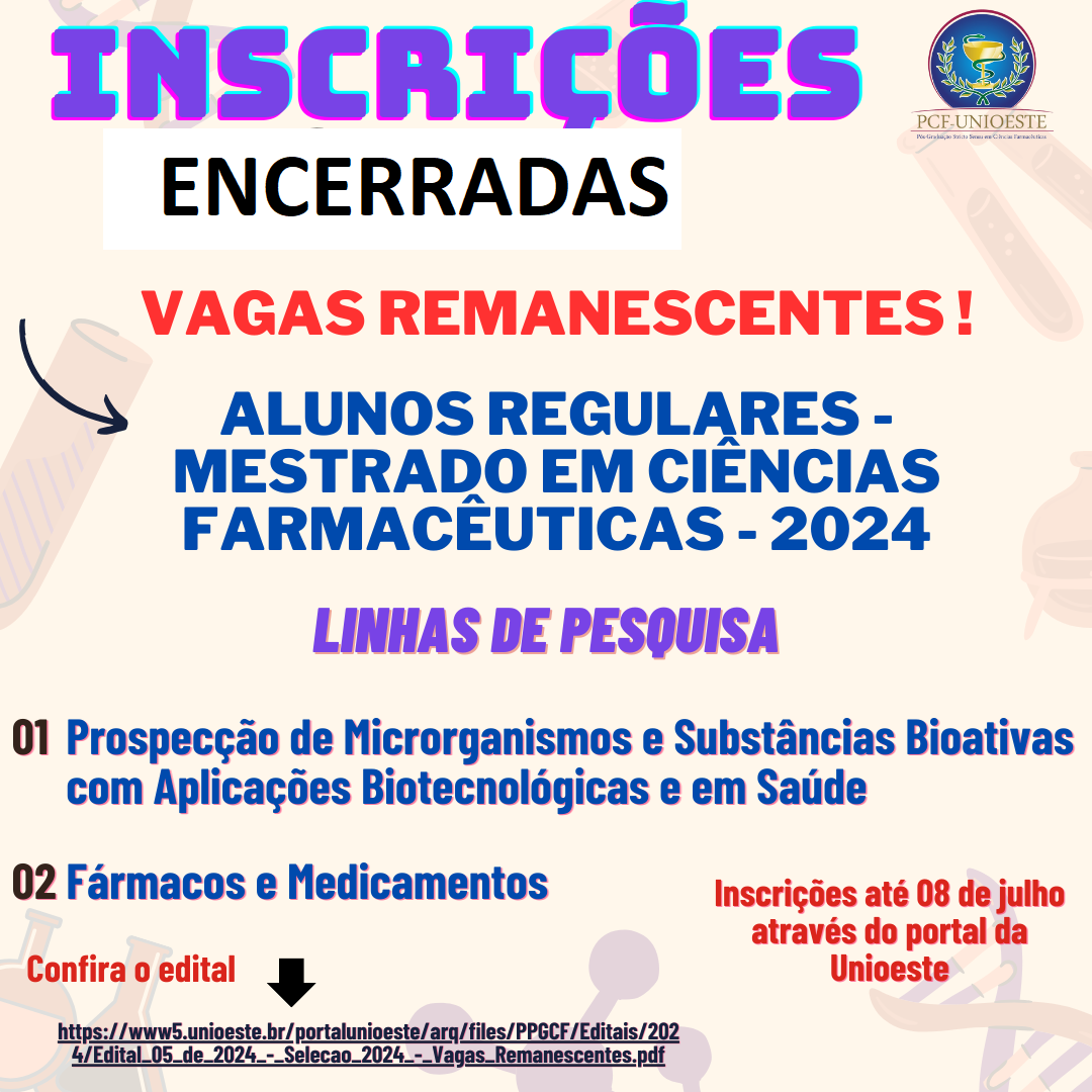 Inscrições para Seleção de Alunos Regulares Turma 2024 - Vagas Remanescentes